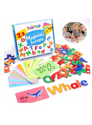 Magnetic Alphabet Letters Set with 26 Uppercase 26 Lowercase Letters 26 Animal Alphabet Cards, ABC Alphabet Fridge Draw Board Magnets Educational Letter Spelling Learning Cards for Toddlers - pzsku/Z80225FC186A718D0DD14Z/45/_/1717049547/d759ee86-3bba-4a95-ae79-8aa5a95f336d