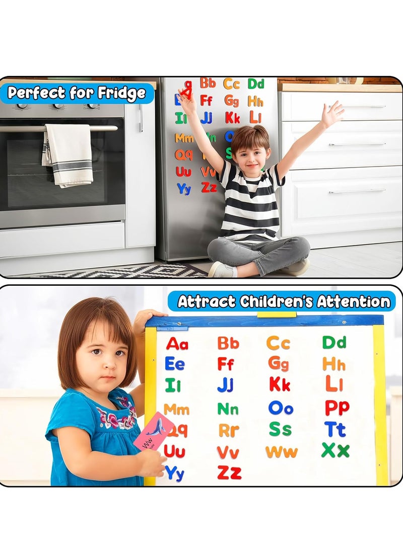 Magnetic Alphabet Letters Set with 26 Uppercase 26 Lowercase Letters 26 Animal Alphabet Cards, ABC Alphabet Fridge Draw Board Magnets Educational Letter Spelling Learning Cards for Toddlers