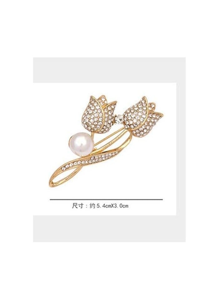 2 PCS Ladies' tulip brooch, multicolored rhinestone crystal enamel girl jewelry gift(gold, silver)  - Image 3