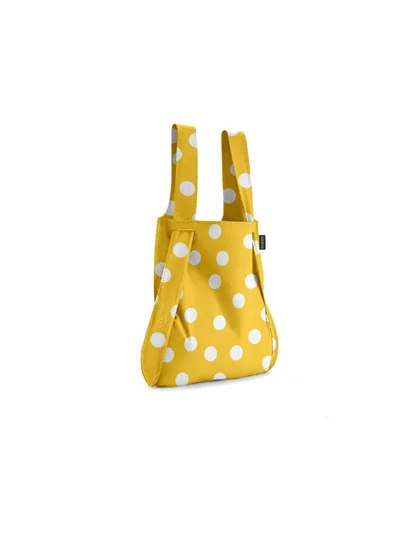 notabag Original Bag | Multi-functional Bag, Turns into BackPack, Spacious, Fashionable, Foldable into Pouch, Washable, Eco-Friendly, Holds up to 15kg, for Daily Use, Shopping Bag - Golden Dots