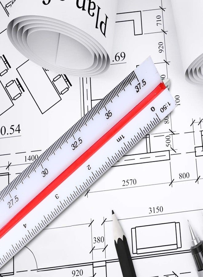 Aruicheng Architectural Scale Ruler 12 Inch Scale Ruler Engineering Engineer Scale Architect Drafting Ruler Architecture Triangular Ruler for Blueprints Drafting Tools for Architects Engineers Draftsman - Image 3