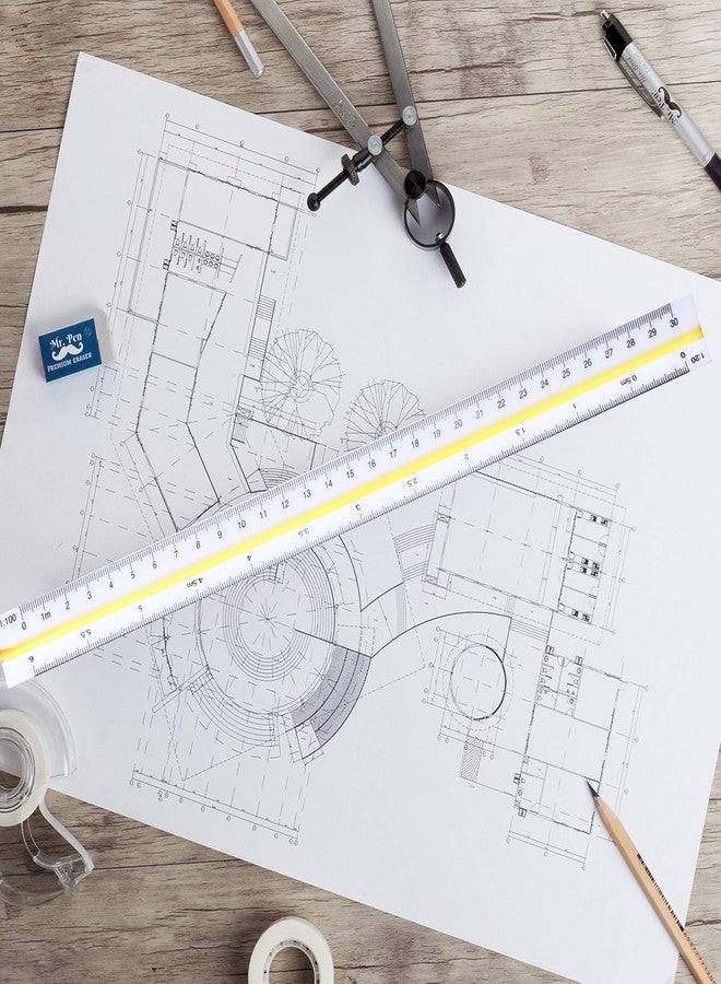 Aruicheng Architectural Scale Ruler 12 Inch Scale Ruler Engineering Engineer Scale Architect Drafting Ruler Architecture Triangular Ruler for Blueprints Drafting Tools for Architects Engineers Draftsman - Image 5