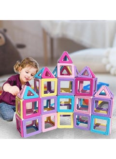HOPHOP PICCASIO 100Pcs Magnetic Building Tiles Set, Strong 3D Magnet Blocks for Kids, Educational STEM Toy, Inspire Creativity and Imagination (26 PCS Alphabets & 74 PCS Magentic Tiles)  - Image 2