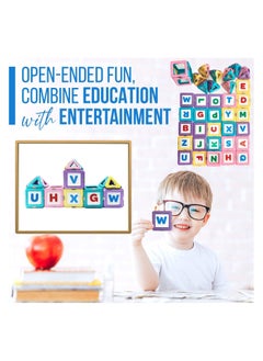 HOPHOP PICCASIO 100Pcs Magnetic Building Tiles Set, Strong 3D Magnet Blocks for Kids, Educational STEM Toy, Inspire Creativity and Imagination (26 PCS Alphabets & 74 PCS Magentic Tiles)  - Image 4