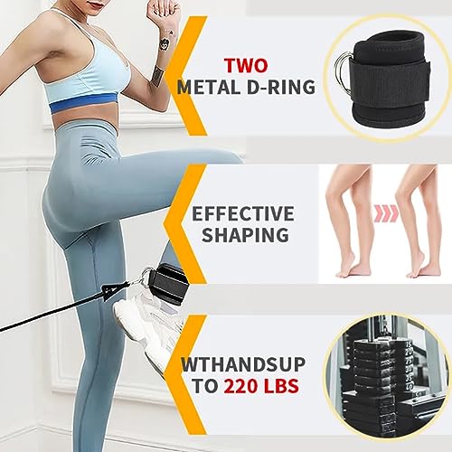 EastyGold Ankle Straps Ankle Resistance Bands Wrist Cuffs Padded Straps Adjustable Fitness Glute Kickback D-Ring for Cable Machine Gym Foot Leg Training Brace Support 1 Pair - Image 4