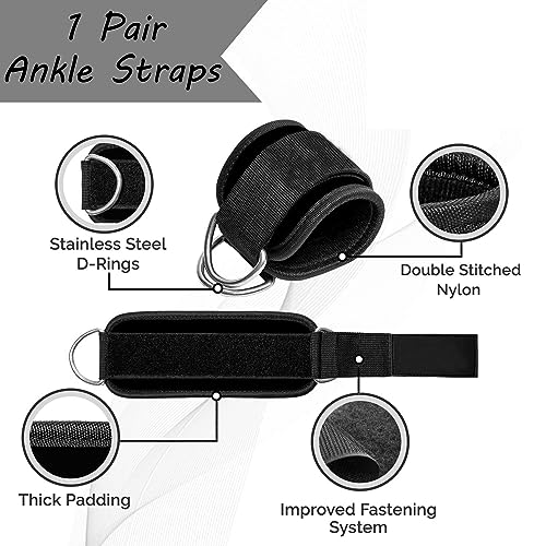 EastyGold Ankle Straps Ankle Resistance Bands Wrist Cuffs Padded Straps Adjustable Fitness Glute Kickback D-Ring for Cable Machine Gym Foot Leg Training Brace Support 1 Pair - Image 2