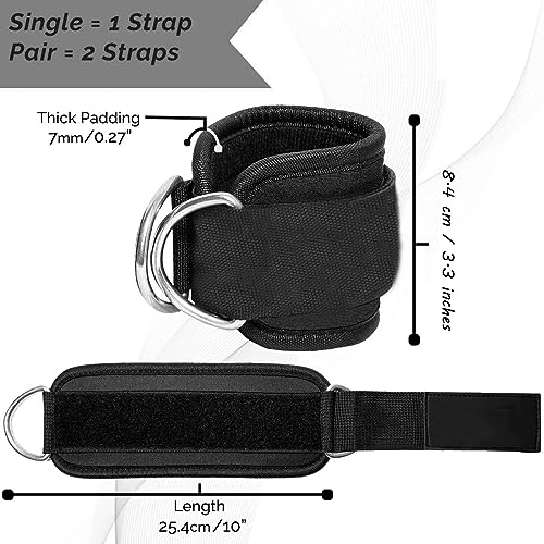 EastyGold Ankle Straps Ankle Resistance Bands Wrist Cuffs Padded Straps Adjustable Fitness Glute Kickback D-Ring for Cable Machine Gym Foot Leg Training Brace Support 1 Pair - Image 3
