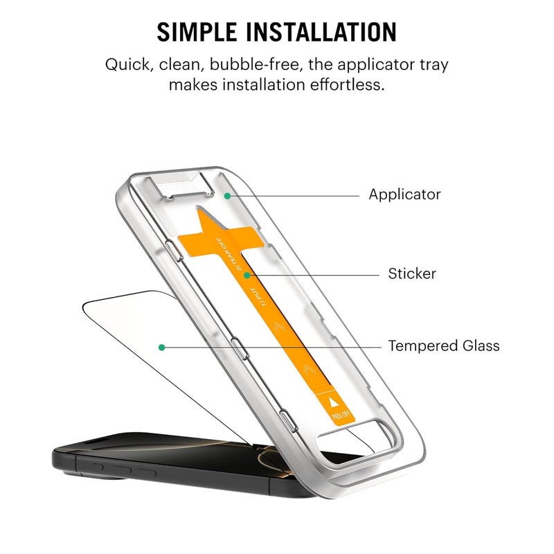 Daily Objects 9D Tempered Screen Protector for iPhone 16 Pro Max | Edge to Edge Tempered Glass Screen Protector | 9H Toughened Glass Screen Guard with Applicator - Image 3