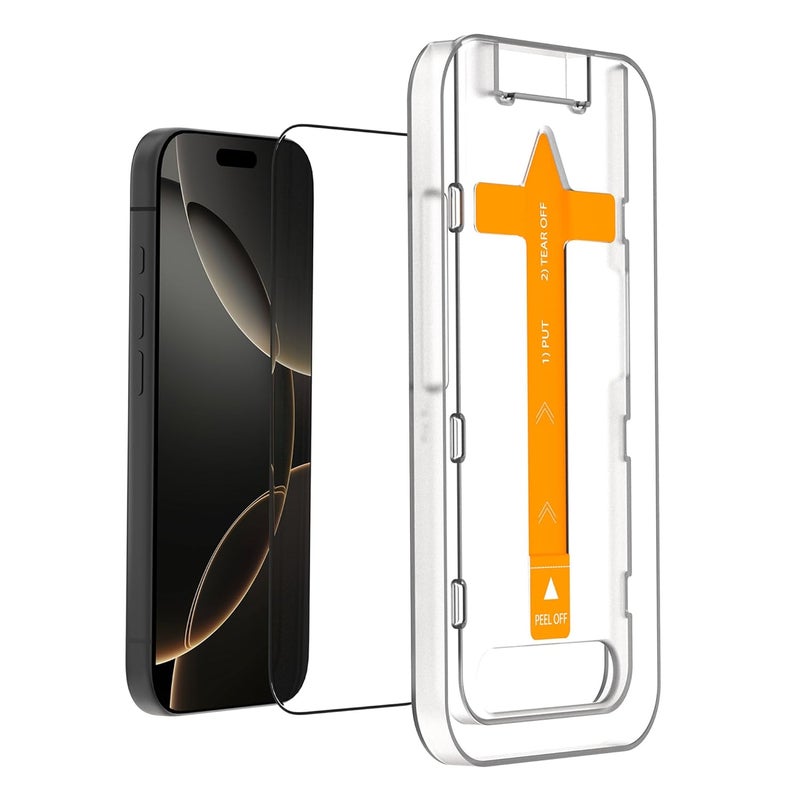 Daily Objects 9D Tempered Screen Protector for iPhone 16 Pro Max | Edge to Edge Tempered Glass Screen Protector | 9H Toughened Glass Screen Guard with Applicator - Image 1