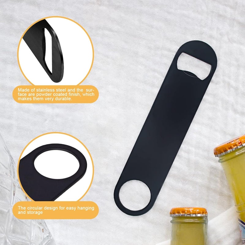 KTOJOY 4 PACK Stainless Steel Flat Bottle Opener Beer Bottle Opener 7inch with Exquisite Packaging for Kitchen Bar or Restaurant Black - Image 2
