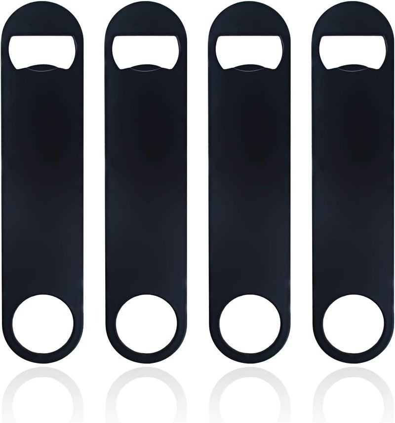 KTOJOY 4 PACK Stainless Steel Flat Bottle Opener Beer Bottle Opener 7inch with Exquisite Packaging for Kitchen Bar or Restaurant Black - Image 1