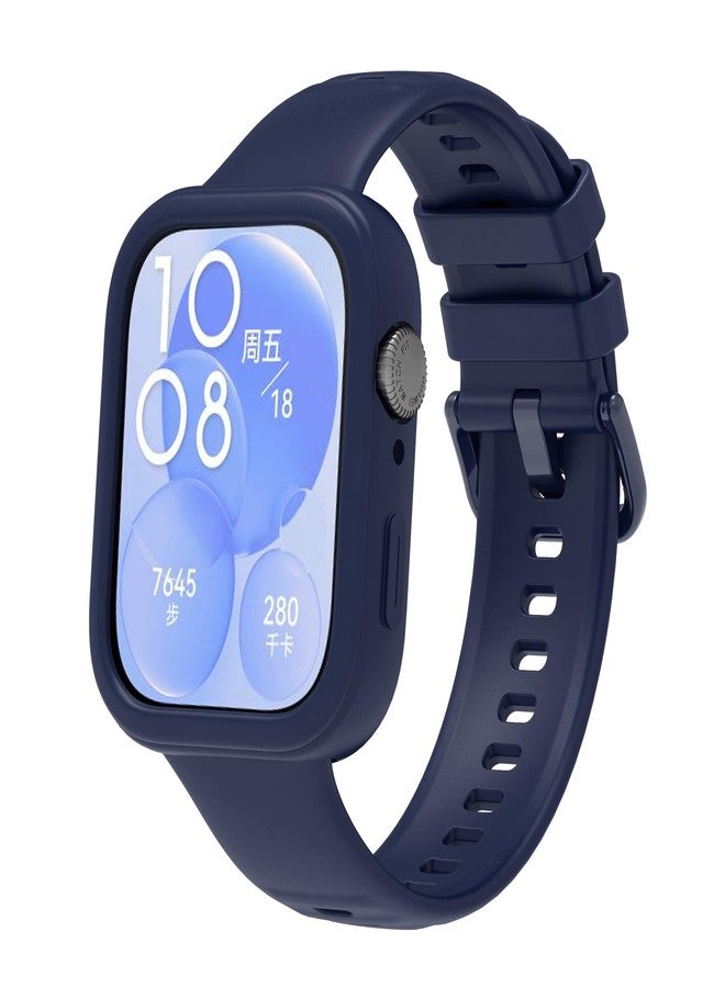 جراب Yrzper متوافق مع ساعة هواوي Watch Fit 3 مع سوار متين للرجال والنساء، مصنوع من السيليكون خفيف الوزن، مناسب للرياضة، يوفر حماية فائقة ضد السقوط، جراب مقاوم للصدمات لساعة هواوي Watch Fit 3 (أزرق) - Image 1