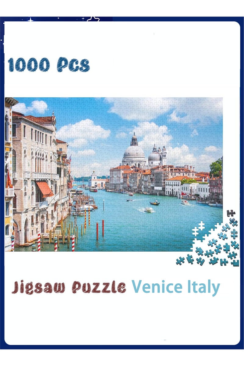 1000-Piece Jigsaw Puzzle, Venice Italy Scene Jigsaw Puzzle, DIY Toys for Creative Gift Home Decor, Challenging Mini Jigsaw Puzzle with Micro Pieces, Educational and Decompression Activity  for Adults & Teens - Image 1