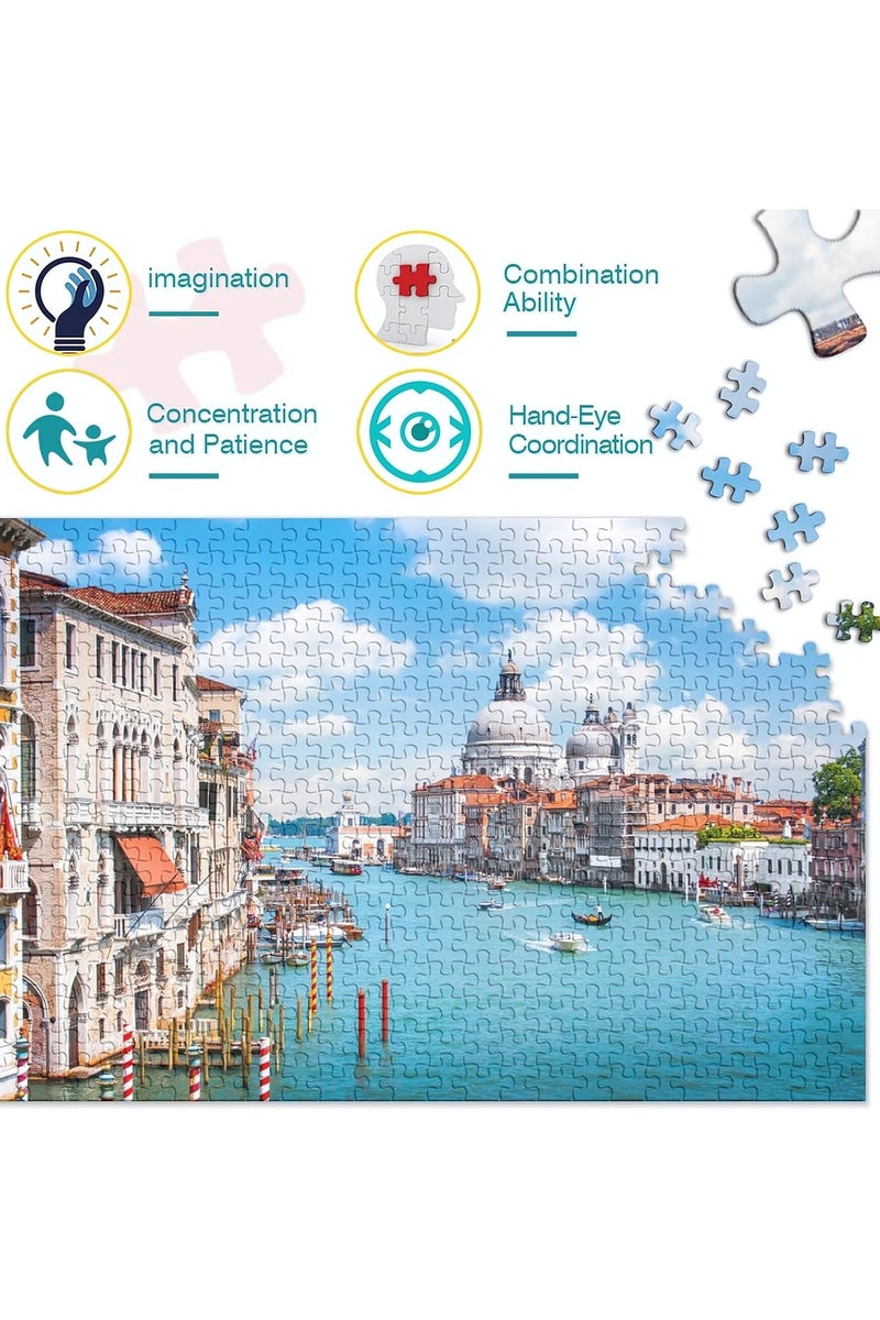 1000-Piece Jigsaw Puzzle, Venice Italy Scene Jigsaw Puzzle, DIY Toys for Creative Gift Home Decor, Challenging Mini Jigsaw Puzzle with Micro Pieces, Educational and Decompression Activity  for Adults & Teens - Image 3