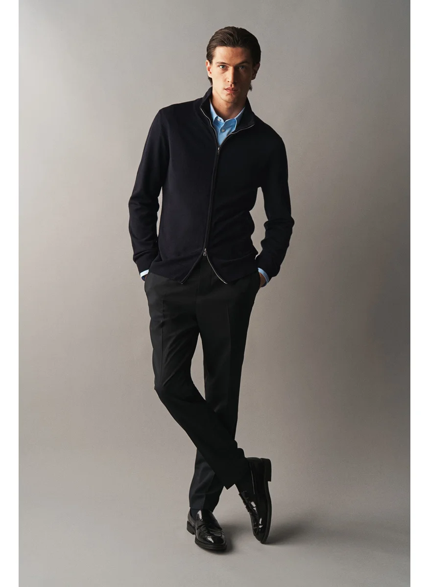 H&M Slim Fit Zip-Through Merino Wool Cardigan