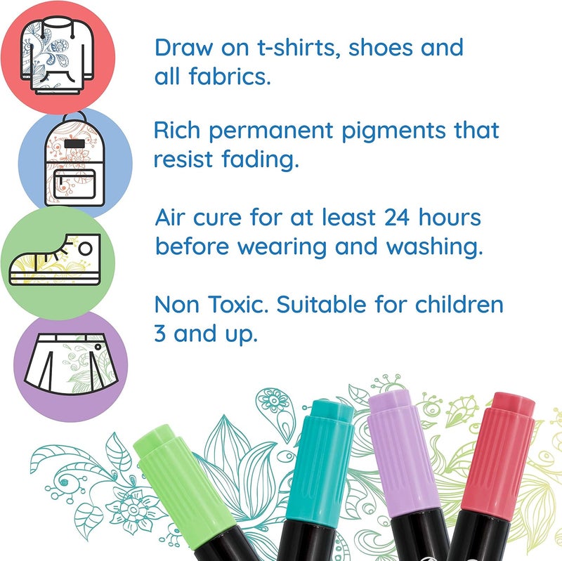 US Art Supply Super Markers 20 Pastel Dual Tip Fabric Markers - Fine & Chisel Point Pens Fabric Marker Permanent for Clothes, T-Shirts - Permanent Ink Eye-Catching Pastel Colors - Image 4