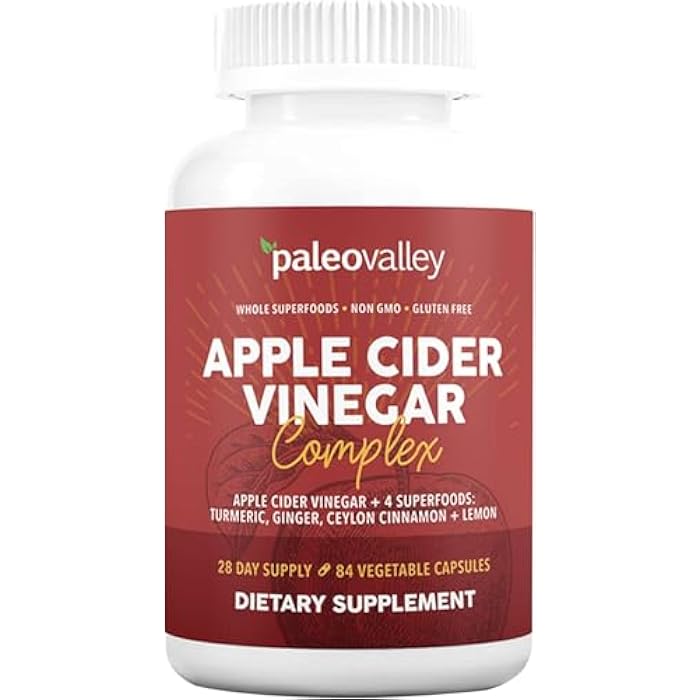 Paleovalley مجمع خل التفاح من باليو فالي مع السوبر فودز - الكركم، الزنجبيل، القرفة السيلانية والليمون - 84 كبسولة نباتية - Image 1