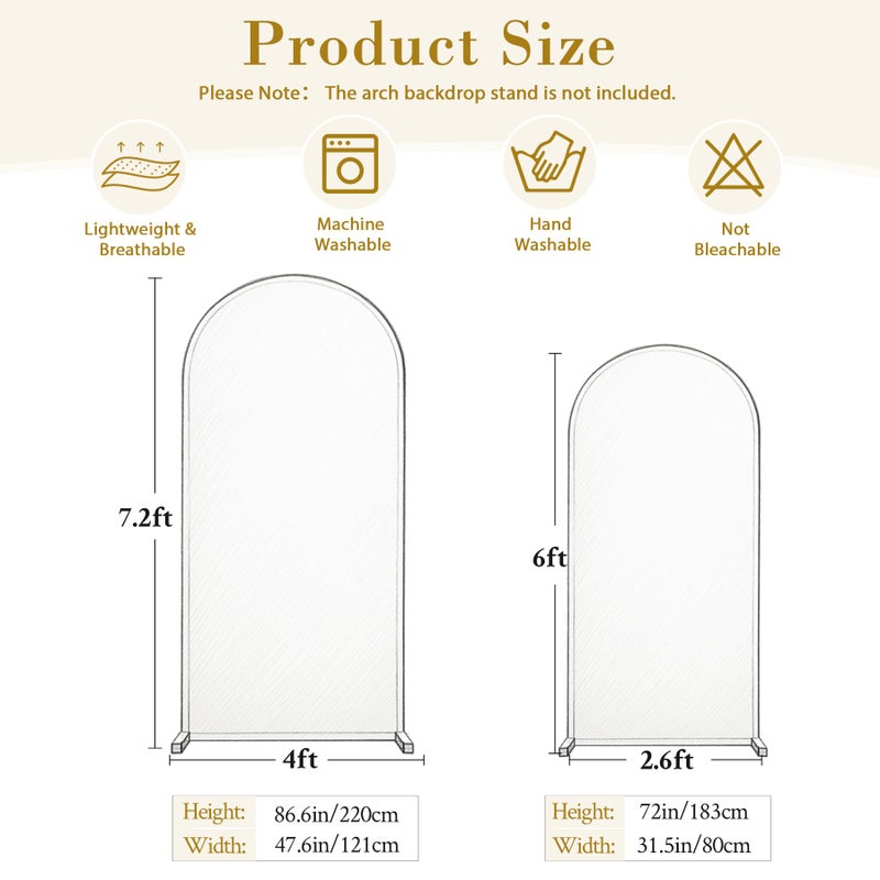 Suppromo Ivory Photo Arch Backdrop Cover Set of 2-7.2 and 6ft Ivory Arch Covers Stretchy Backdrop Spandex Wedding Balloon Arch Stand Covers for Birthday Party Baby Shower Bridal Shower Arches Background - Image 5