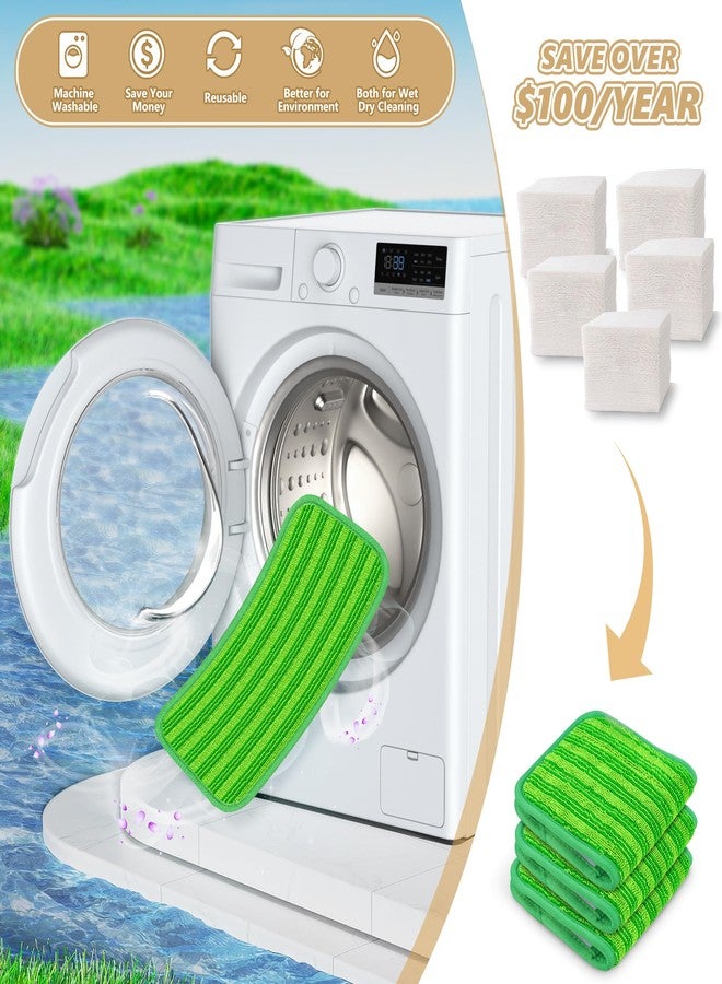 PAPCLEAN Reusable Mop Pads Compatible with Swiffer Sweeper Mops: Papclean Microfiber Wet Pads Refill Dry Sweeping Cloths Washable Dust Floor Cleaner for Wood Floor Cleaning - 3 Pcs Green - Image 4