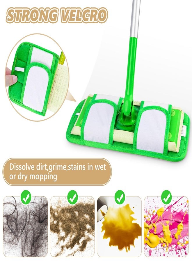 PAPCLEAN Reusable Mop Pads Compatible with Swiffer Sweeper Mops: Papclean Microfiber Wet Pads Refill Dry Sweeping Cloths Washable Dust Floor Cleaner for Wood Floor Cleaning - 3 Pcs Green - Image 3
