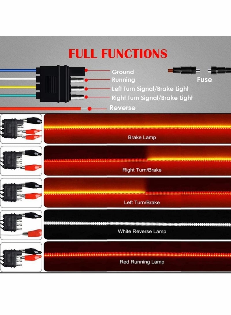 MUNTAQI Triple Row Tailgate Light Bar,60 Inch Waterproof LED Strip Light with 4-Way Flat Connector Wire for Trucks Full Function Running Light Brake Light Turn Signal Light Reverse Light 432 Pcs LED Chips - Image 3