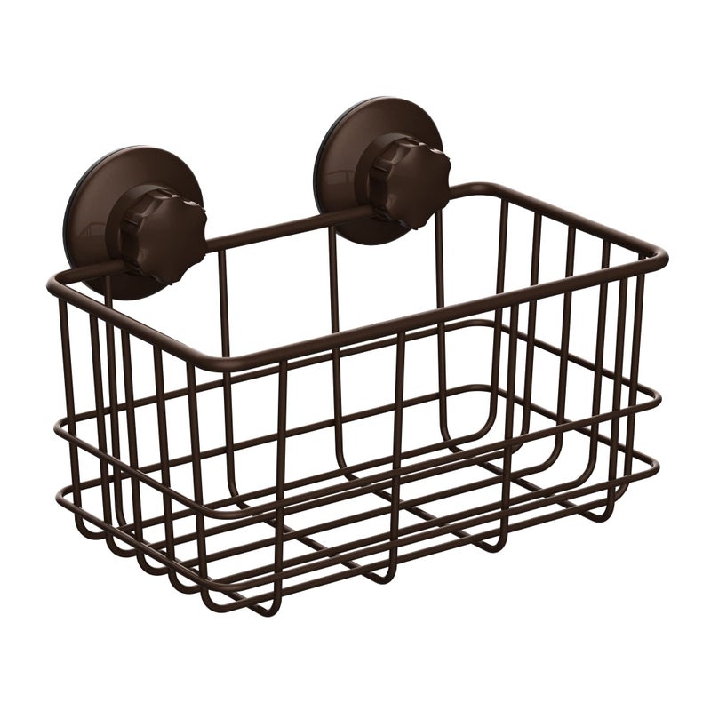SANNO Powerfu Suction Cup Shower Caddy Basket for Shampoo Combo Organizer Basket Stainless Steel Holder for Bathroom StorageBronze