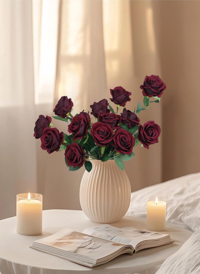 DuHouse 50 Pcs Red Roses Artificial Flowers,Fake Velvet Rose Bulk, Artificial Roses Bouquet with Long Stems for Wedding Party Arrangement Centerpiece Decorations - Image 5