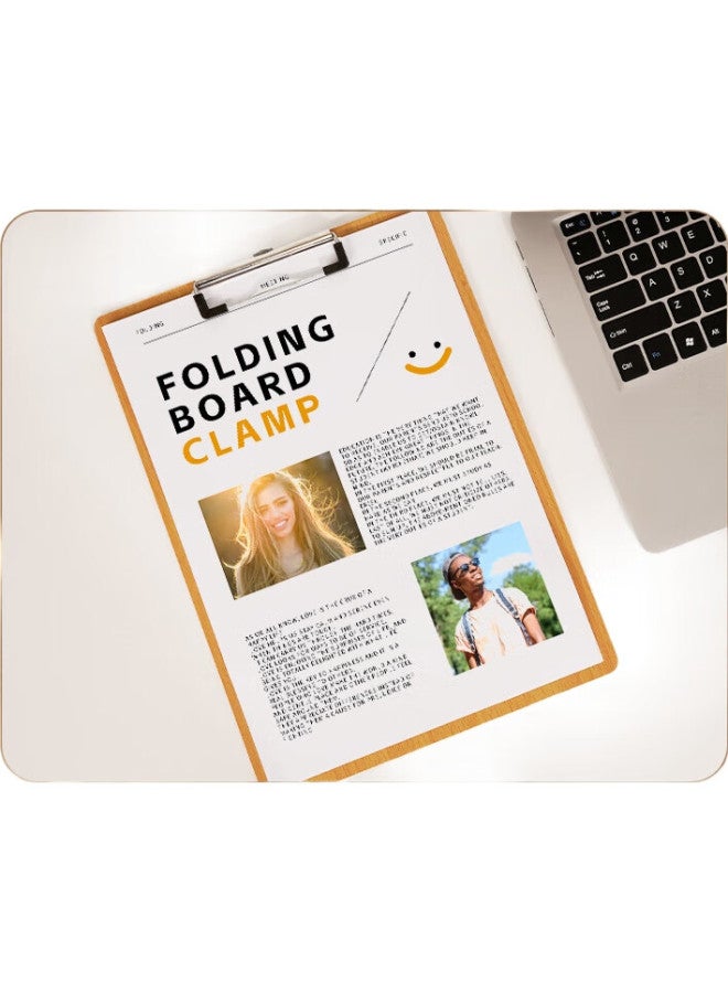 Simaa A4 Wood-Textured Writing Clipboard, Metal Strong Clip Writing Pad, Exam Paper Document Storage Folder, Brown - Image 3