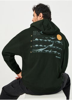 Jurassic Park Character Print Oversized Hoodie