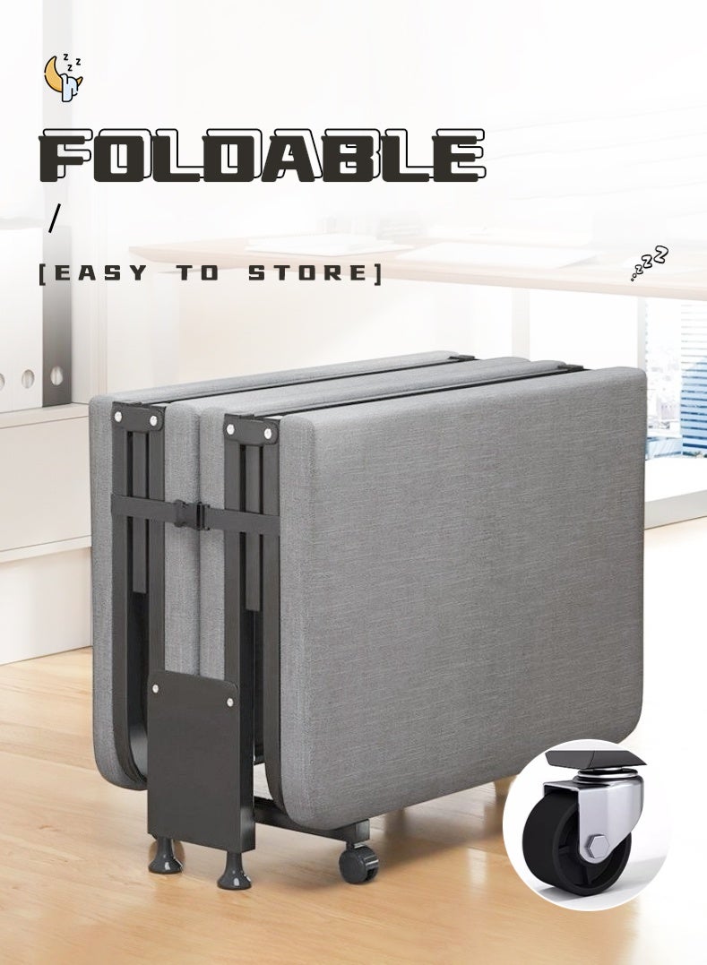 Generic Folding Bed,Camping Bed,High Elastic Sponge,6-Speed Adjustment,360° Noise Reduction Universal Wheel,Load Capacity 280KG for Rental/Single Occupancy/Guest Room(80cm)  - Image 3