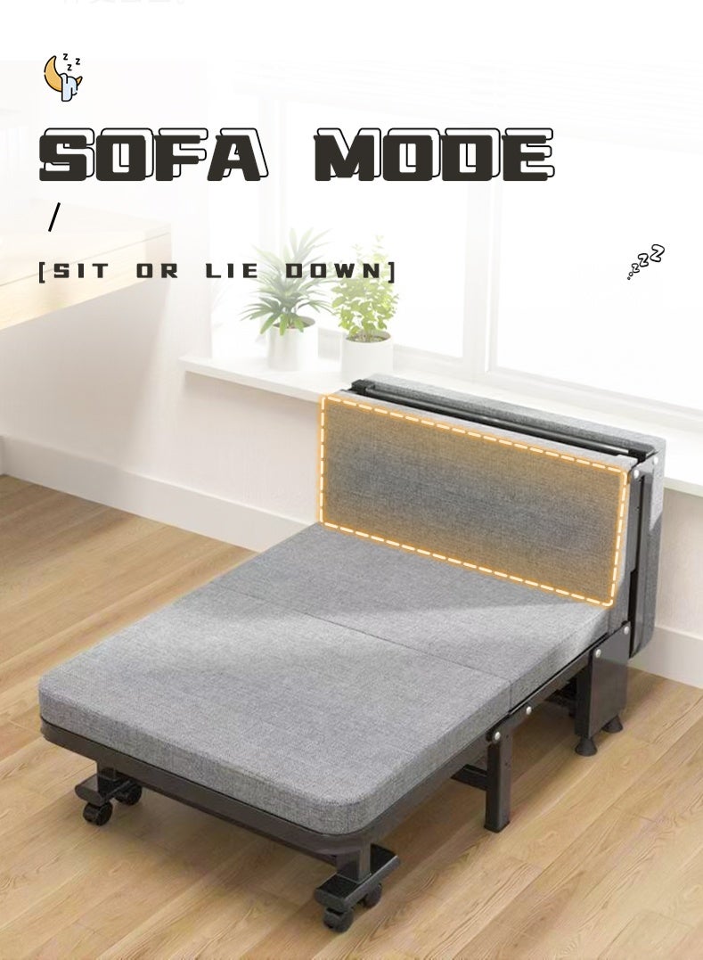 Generic Folding Bed,Camping Bed,High Elastic Sponge,6-Speed Adjustment,360° Noise Reduction Universal Wheel,Load Capacity 280KG for Rental/Single Occupancy/Guest Room(80cm)  - Image 4
