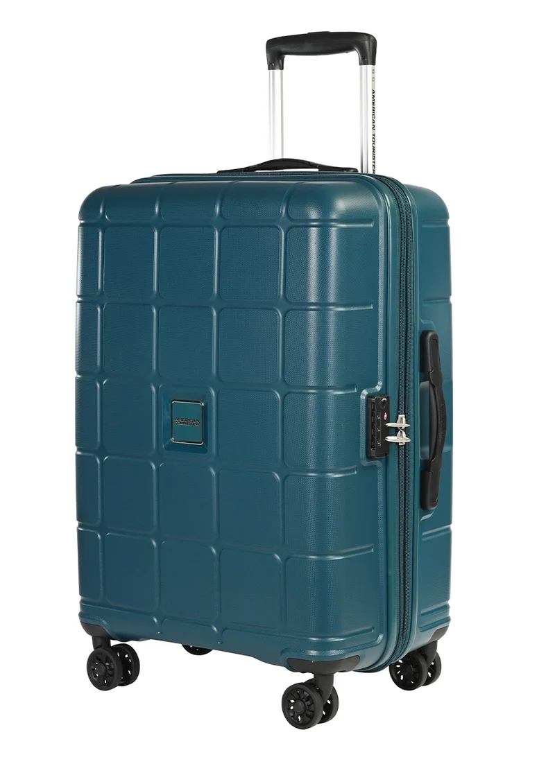 امريكان توريستر Hundo Suitcase V2, Check-In Size 68 cm / 25 inch, 4 Spinner Wheels, Hard Top, PP, Deep Teal|Spacious Interior|TSA Combination Lock|Expandable - 3 Years International Warranty