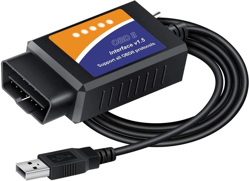 OBDResource محول ELM327 USB ماسح OBD2 لنظام ويندوز، أداة تشخيص ELMconfig FoCCCus مع مفتاح MS-Can/HS-Can لمركبات فورد ولينكولن ومازدا وميركوري - Image 1