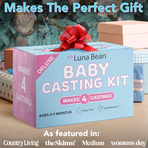 Luna Bean Baby Footprint & Hand Casting Kit (4 Pack) Newborn Keepsake Foot Hand Mold Kit - Baby Shower New Mom Gifts - Image 2