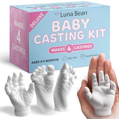 Luna Bean Baby Footprint & Hand Casting Kit (4 Pack) Newborn Keepsake Foot Hand Mold Kit - Baby Shower New Mom Gifts - Image 1