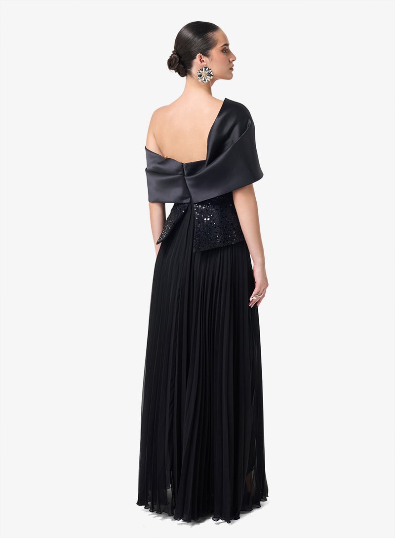 Threadz by Ajooni Elegant Draped Sequin Maxi Dress - Image 2