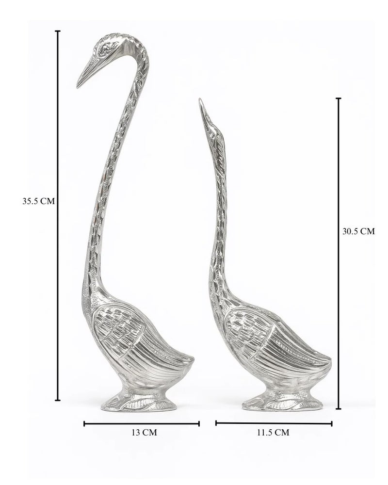 Novitson NHC-1101S | 2 Pcs Couple Swan Handicraft Set – Zinc Figurines for Elegant Home & Office Decor | Silver Color - Image 4