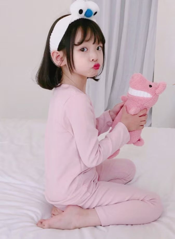 مجموعة ملابس داخلية حرارية للأطفال بلون واحد، قمصان وسروال ناعم، مجموعة ملابس نوم ناعمة للأطفال - Image 5