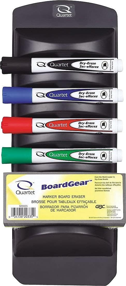 Quartet Whiteboard Accessory Caddy Includes 8 Chisel Tip Dry Erase Markers and 1 Eraser White Board Accessories Black 558 - Image 2