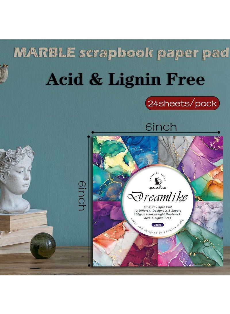 24 Sheets Scrapbook Paper Set, 6x6 Cardstock Pads, Single-Sided Decorative Craft Paper for Scrap DIY Photo Albums, Writing, Card Making - Image 2
