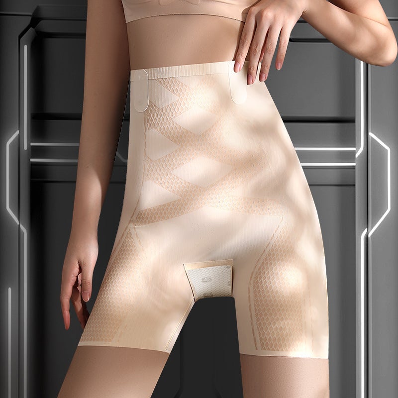 High Waist Abdominal Hip-Lifting Bottoming Underwear Mulberry Silk Antibacterial Crotch Traceless Hip Waist 5-In -1 Safety Briefs - Image 1