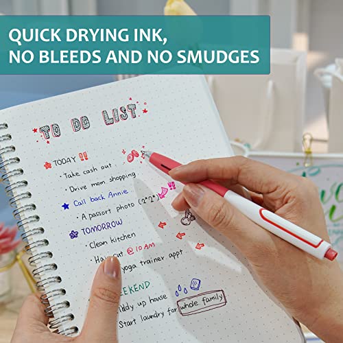 WRITECH Retractable Gel Ink Pens: Multicolor 0.5mm Fine Point Pen No Smear & Bleed for Journaling Sketching Drawing Notetaking Extra Smooth Writing Silent Click Pen Set Up-Gel 8ct - Image 5