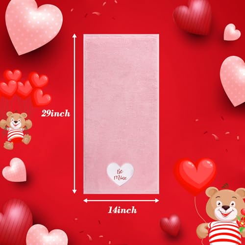 Quera 3 Pack Valentine's Day Hand Towels Kiss Love Be Mine 100 Percent Cotton Embroidered Premium Luxury Decor Bathroom Decorative Dish Set for Drying, Cleaning, Cooking, 13.7 "X 29.5" - Image 5