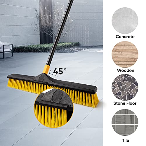 Yocada 24 inch Push Broom Brush 65.3 inch Long Handle Stiff Bristles Heavy-Duty Outdoor Commercial Broom for Cleaning Bathroom Kitchen Patio Garage Deck Concrete Wood Stone Tile Floor - Image 5