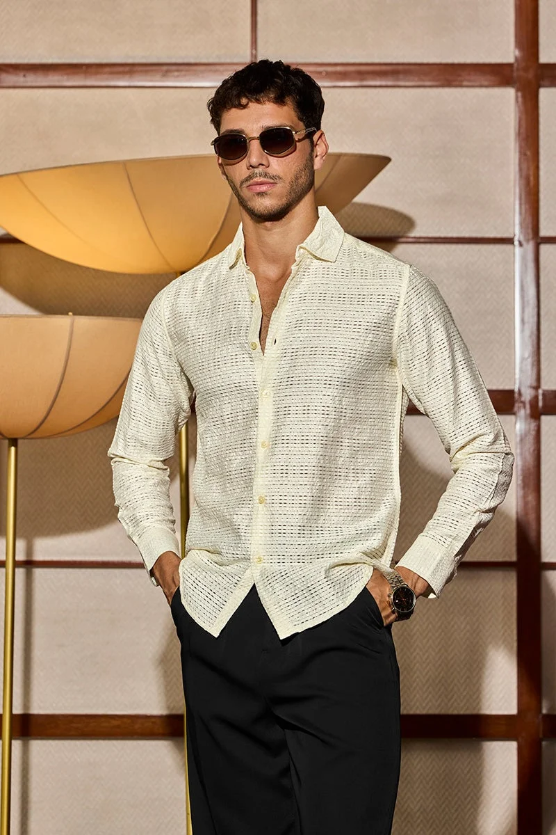 سنيتش قميص أبيض غير لامع بقصة ضيقة