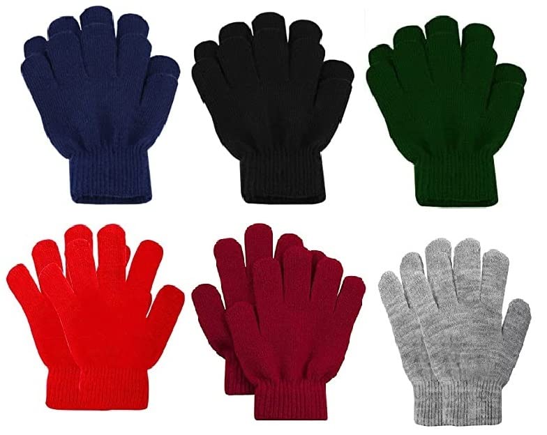 KETKAR Boys|Girls Kids School Winter Gloves Pure Woolen Gloves_Pack Of 06(Multicolour,3-4 Years) - Image 1