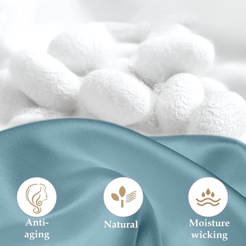INSSL Silk Pillowcase for Women, Mulberry Silk Pillowcase for Hair and Skin and Stay Comfortable and Breathable During Sleep Silk Pillow Cases (Blue Gray,Standard) - Image 5