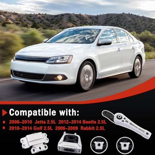 QRYIPPDM 5pc Engine Motor & Transmission Mount Kit for 2005-2010 Jetta 2.0L Beetle 2.5L 2006-2014 Golf 2.5L 2012-2014 Passat 2006-2009 Rabbit - Image 3
