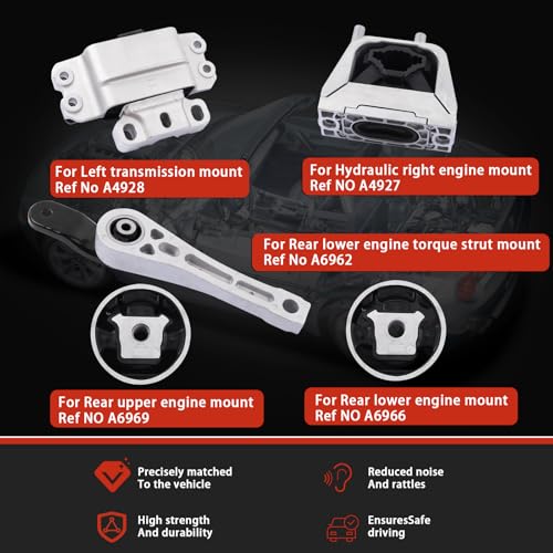 QRYIPPDM 5pc Engine Motor & Transmission Mount Kit for 2005-2010 Jetta 2.0L Beetle 2.5L 2006-2014 Golf 2.5L 2012-2014 Passat 2006-2009 Rabbit - Image 2