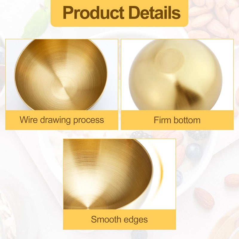 Loccmat 6 Pack Gold Mixing Bowls,Gold Stainless Steel Bowls,Metal Salad Bowl Food Serving Bowl for Fruit,Vegetable,Snacks,Rice,Cereal,Wedding,Party(5.9 Inch) - Image 4